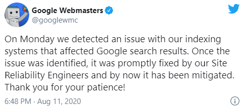 Google объяснил вчерашний шторм в выдаче проблемами с системами индексации Google объяснил вчерашний шторм в выдаче проблемами с системами индексации